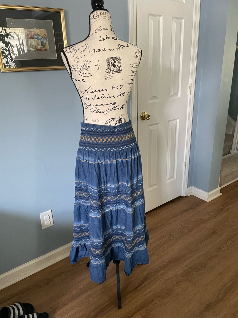 Denim Washed Circle style midi skirt